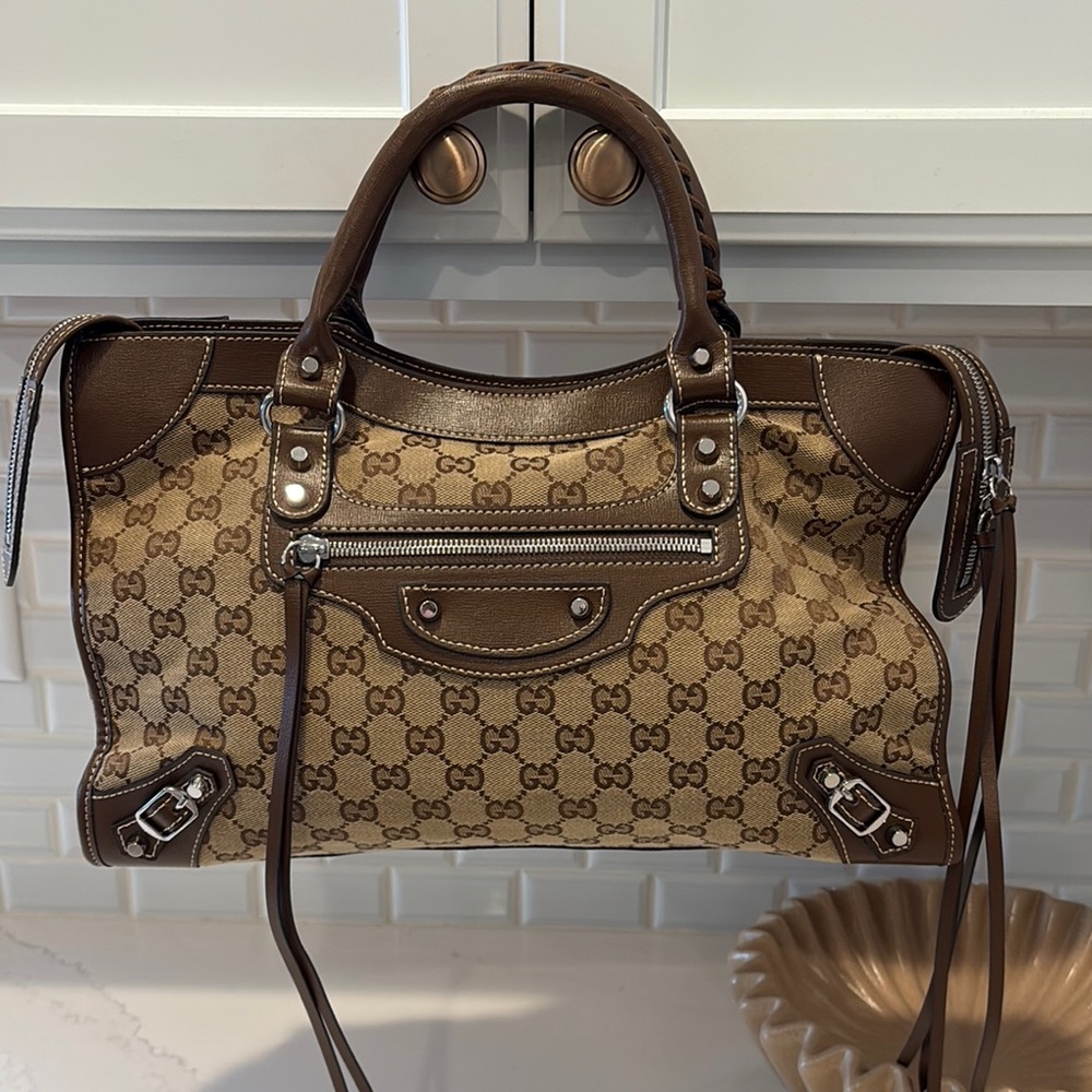 Brown motorcycle bag